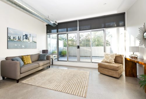 living room with sliding back door