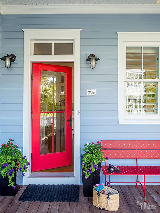 Bold red front door.