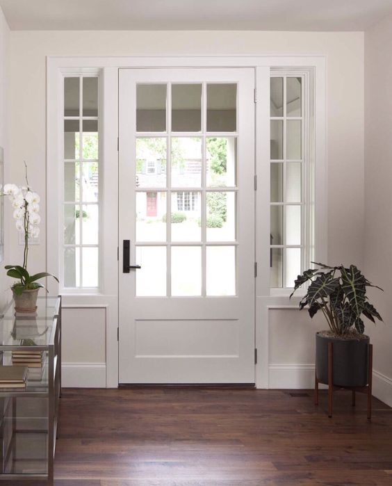 Classic white wood front door.