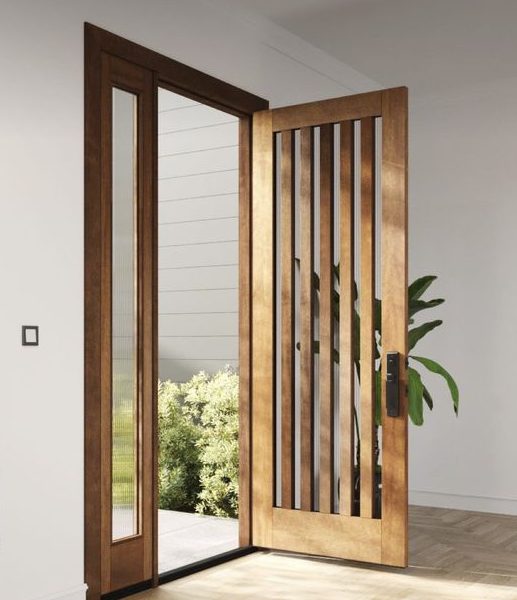 Modern Glass panels front door.