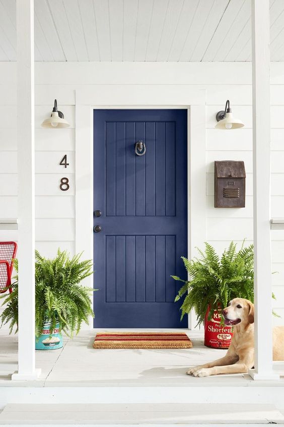 Nautical blue front door.