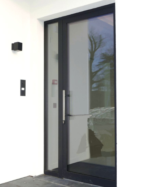 Black aluminium front door.