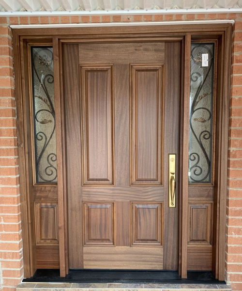 Traditional wooden front door.