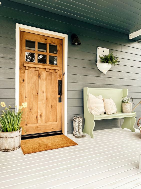 Rustic driftwood front door.