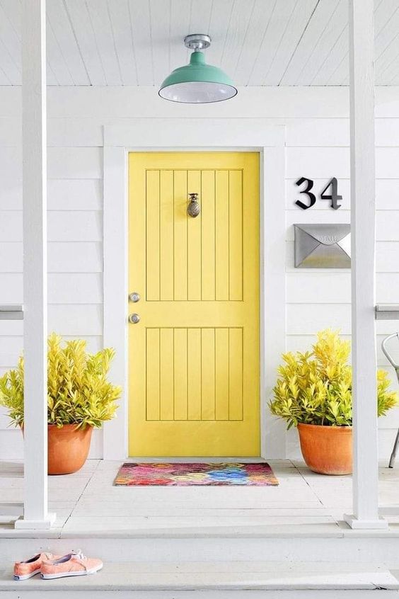 Sunny yellow front door.